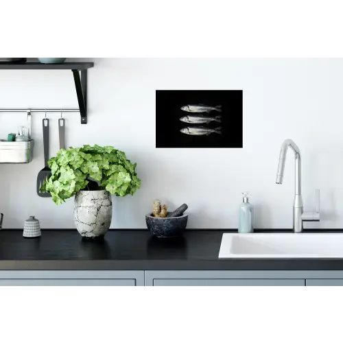 Haring - Vissen - Zwart Muursticker klein -keuken