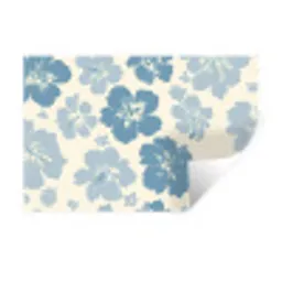 Hibiscusbloemen - Blauw - Patroon - Tropisch Muursticker klein -3d