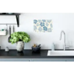 Hibiscusbloemen - Blauw - Patroon - Tropisch Muursticker klein -keuken