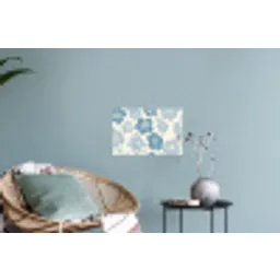 Hibiscusbloemen - Blauw - Patroon - Tropisch Muursticker klein -plant