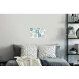 Hibiscusbloemen - Blauw - Patroon - Tropisch Muursticker klein -slaapkamer