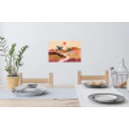 Heuvels - Palmbomen - Abstract Muursticker klein -eettafel