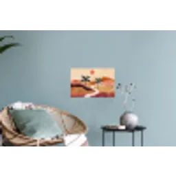 Heuvels - Palmbomen - Abstract Muursticker klein -plant