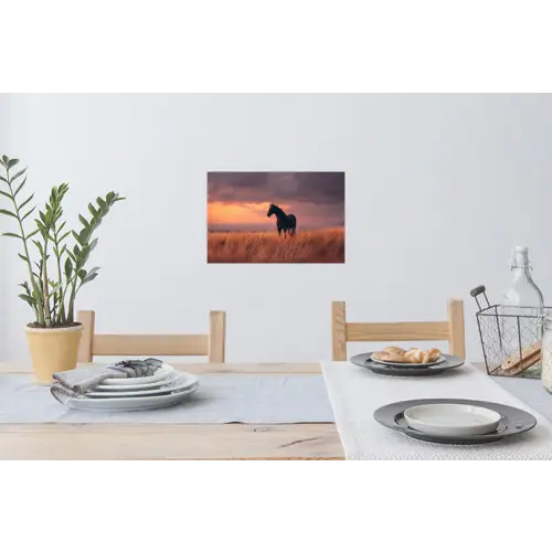 Paard - Wolken - Open veld Muursticker klein -eettafel
