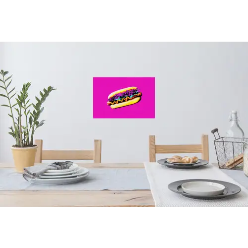 Hotdog - Roze - Retro Muursticker klein -eettafel