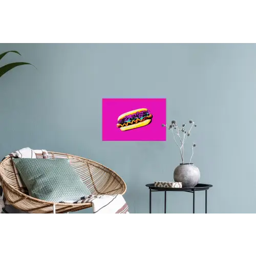 Hotdog - Roze - Retro Muursticker klein -plant