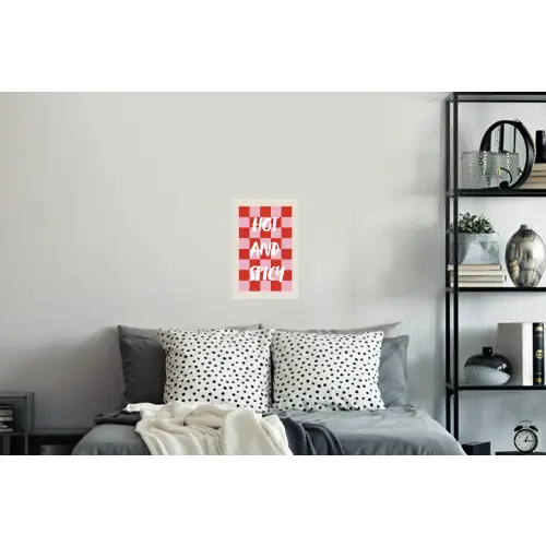 Hot - Spicy - Geruit - Rood Muursticker klein -slaapkamer
