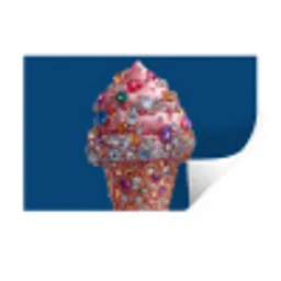 Ijsje - Hoorntje - Steentjes - Blauw Muursticker klein -3d