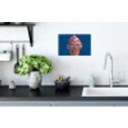 Ijsje - Hoorntje - Steentjes - Blauw Muursticker klein -keuken
