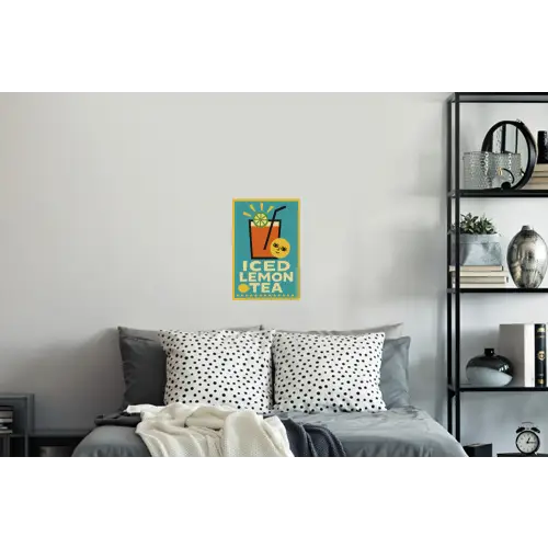 Ijsthee - Illustratie - Blauw - Citroen Muursticker klein -slaapkamer