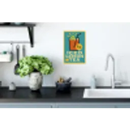 Ijsthee - Illustratie - Blauw - Citroen Muursticker klein -keuken