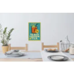 Ijsthee - Illustratie - Blauw - Citroen Muursticker klein -eettafel