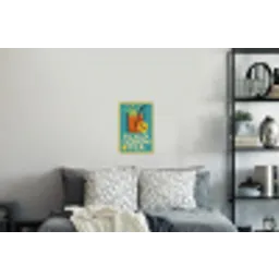 Ijsthee - Illustratie - Blauw - Citroen Muursticker klein -slaapkamer