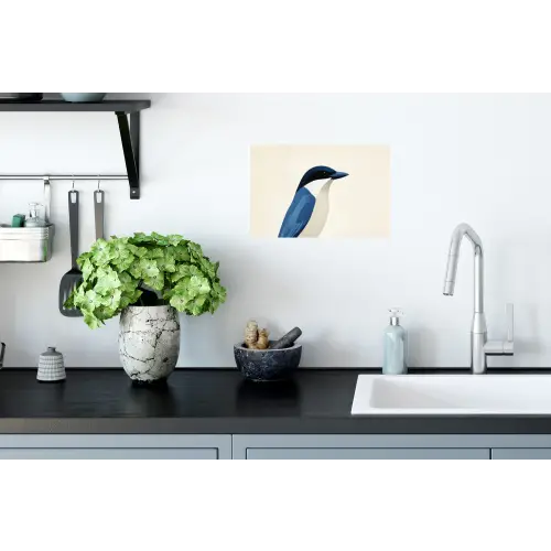 Illustratie - Blauw - Vogel Muursticker klein -keuken