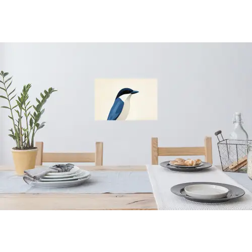 Illustratie - Blauw - Vogel Muursticker klein -eettafel