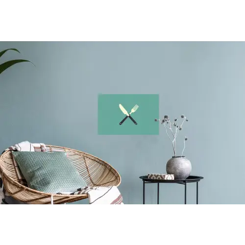 Illustratie - Blauw - Bestek Muursticker klein -plant