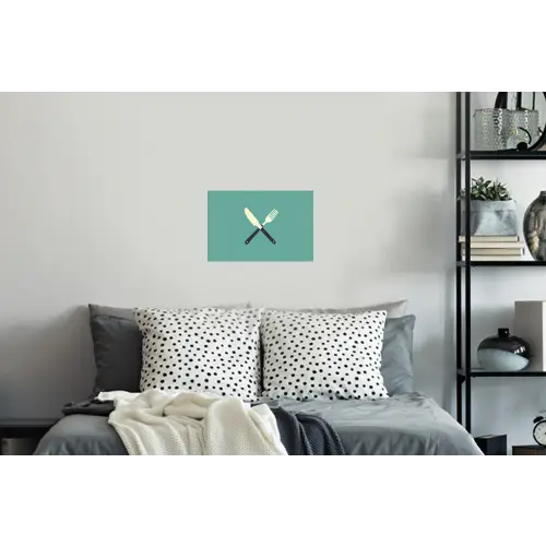 Illustratie - Blauw - Bestek Muursticker klein -slaapkamer