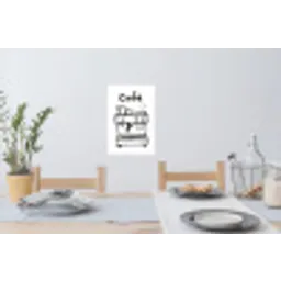 Illustratie - Café - Koffiemachine - Kopjes Muursticker klein -eettafel