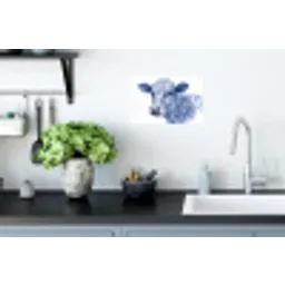 Illustratie - Koe - Blauw Muursticker klein -keuken