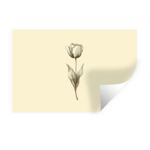 Illustratie - Tulp - Zwart Muursticker klein -3d
