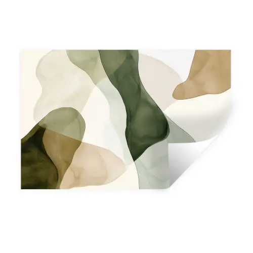Japandi - Abstract - Groen Muursticker klein -3d