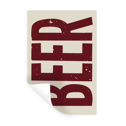 Japandi - Beer - Red - Retro Muursticker klein -3d