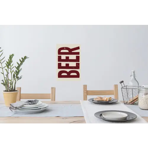 Japandi - Beer - Red - Retro Muursticker klein -eettafel