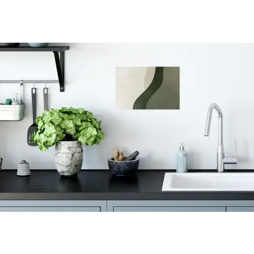 Japandi - Groen - Abstract - Modern Muursticker klein -keuken