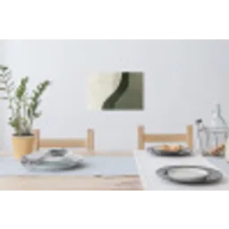 Japandi - Groen - Abstract - Modern Muursticker klein -eettafel