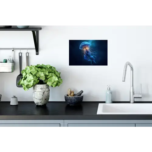 Kwal - Lichtgevend - Tentakels - Blauw Muursticker klein -keuken