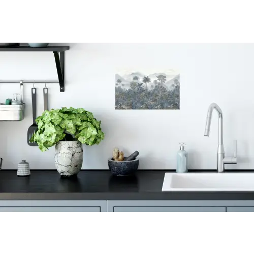 Jungle - Landschap - Blauw Muursticker klein -keuken