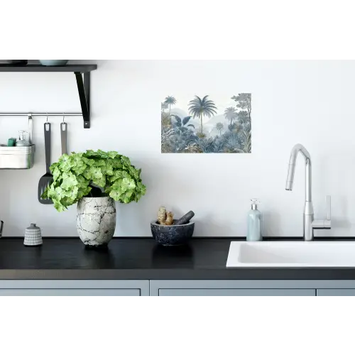 Jungle - Modern - Blauw - Groen Muursticker klein -keuken