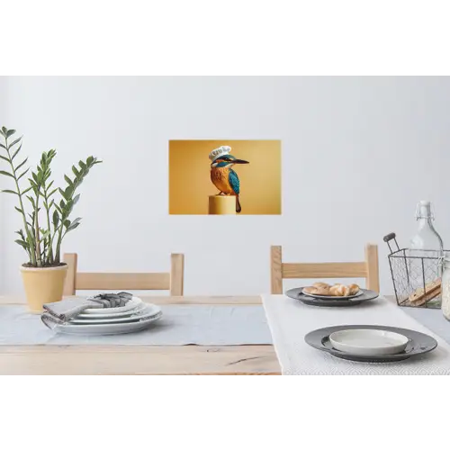 Ijsvogel - Pilaar - Koksmuts - Vogel Muursticker klein -eettafel