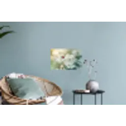 Lieveheersbeestje - Bloemen - Wit Muursticker klein -plant