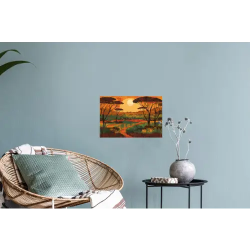 Landschap - Afrikaans - Zon Muursticker klein -plant