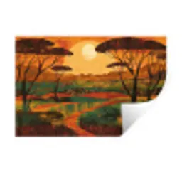 Landschap - Afrikaans - Zon Muursticker klein -3d
