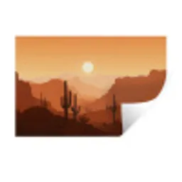 Landschap - Woestijn - Cactussen - Zon Muursticker klein -3d