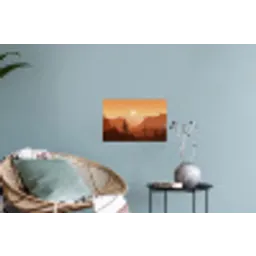 Landschap - Woestijn - Cactussen - Zon Muursticker klein -plant