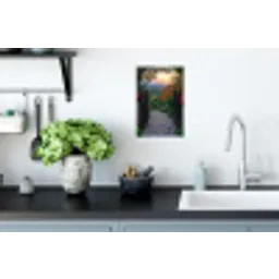Landschap - Hek - Pad - Zonsondergang - Natuur Muursticker klein -keuken