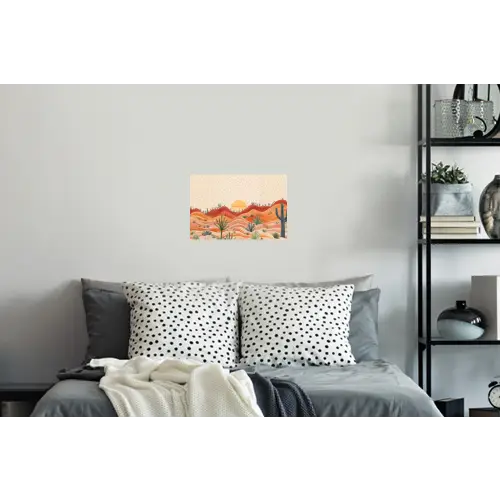 Landschap - Heuvels - Zonsondergang Muursticker klein -slaapkamer