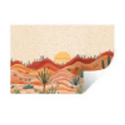 Landschap - Heuvels - Zonsondergang Muursticker klein -3d