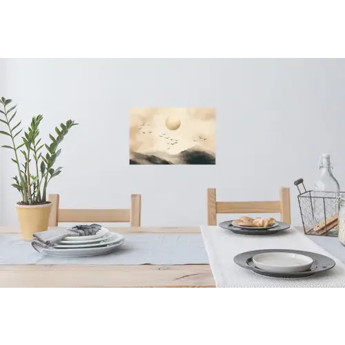 Landschap - Japandi - vogel Muursticker klein -eettafel