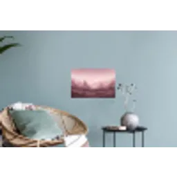 Landschap - Mistig - Roze Muursticker klein -plant