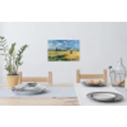 Landschap - Strobalen - Bergen - Wolken Muursticker klein -eettafel