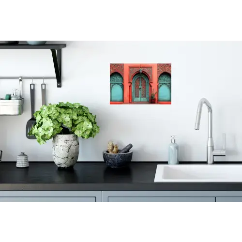 Lantaarn - Deur - Turquoise Muursticker klein -keuken