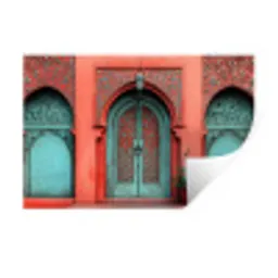 Lantaarn - Deur - Turquoise Muursticker klein -3d