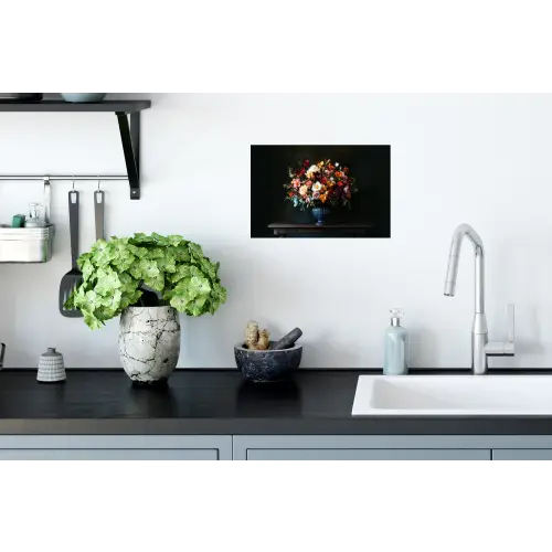 Groot - Bloemen - Vaas - Boeket Muursticker klein -keuken
