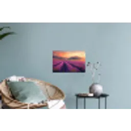 Lavendelveld - Quote - Zonsondergang Muursticker klein -plant