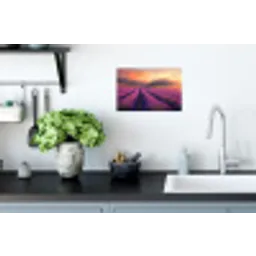 Lavendelveld - Zonsondergang - Paars Muursticker klein -keuken