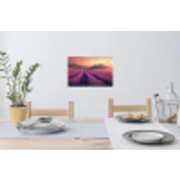 Lavendelveld - Zonsondergang - Paars Muursticker klein -eettafel